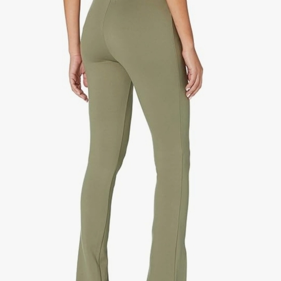 The Drop Women's SZ L High Rise Flare Leggings Sexy Split Hem Army Green Pants - Picture 13 of 14